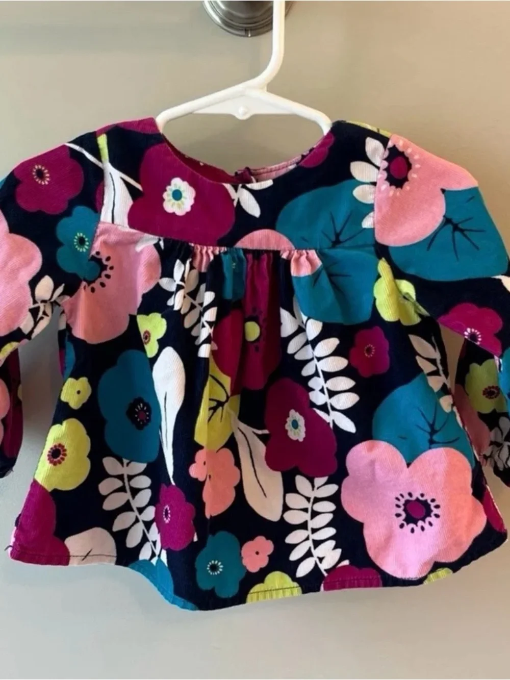 BabyGap Girls Corduroy Swing Top 6-12 Months Bright Floral Cottage Fall Winter